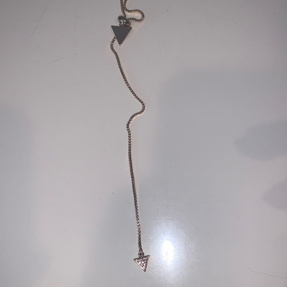 Gold triangle laryat necklace
